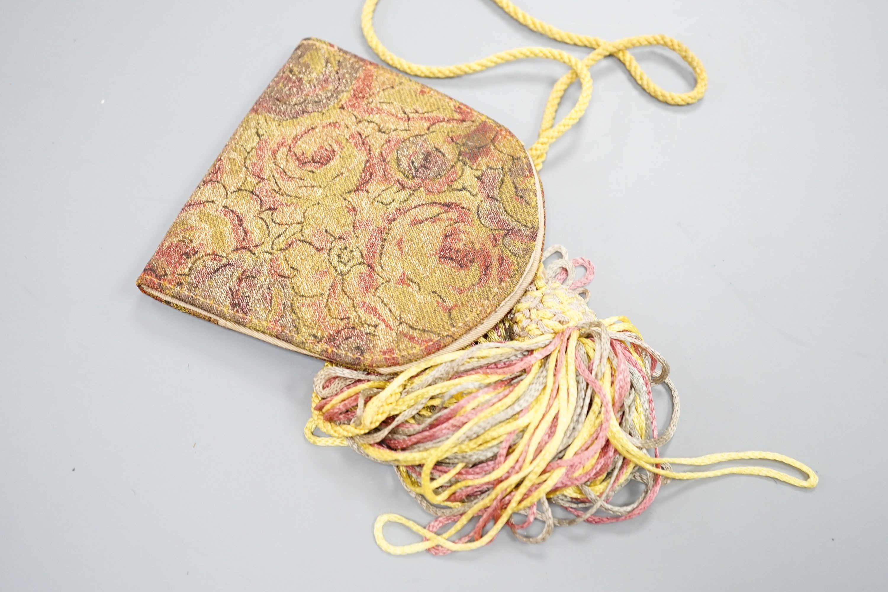 A fine tapestry clutch bag together with a collection of beaded petit point and lurex evening bags (7)